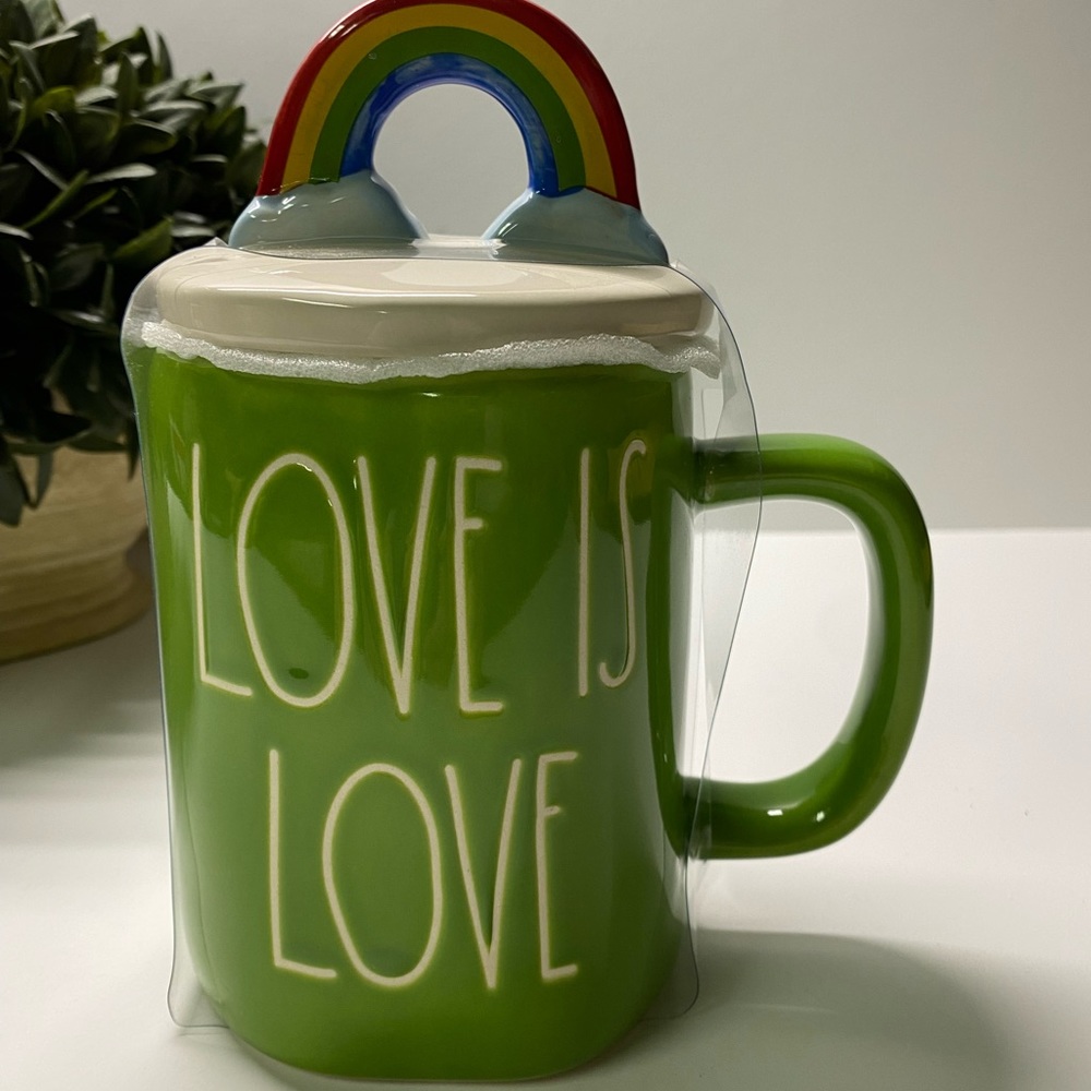 NWT Rae Dunn Artisian Collection green Love Wins oversized large mug. LGBTQ